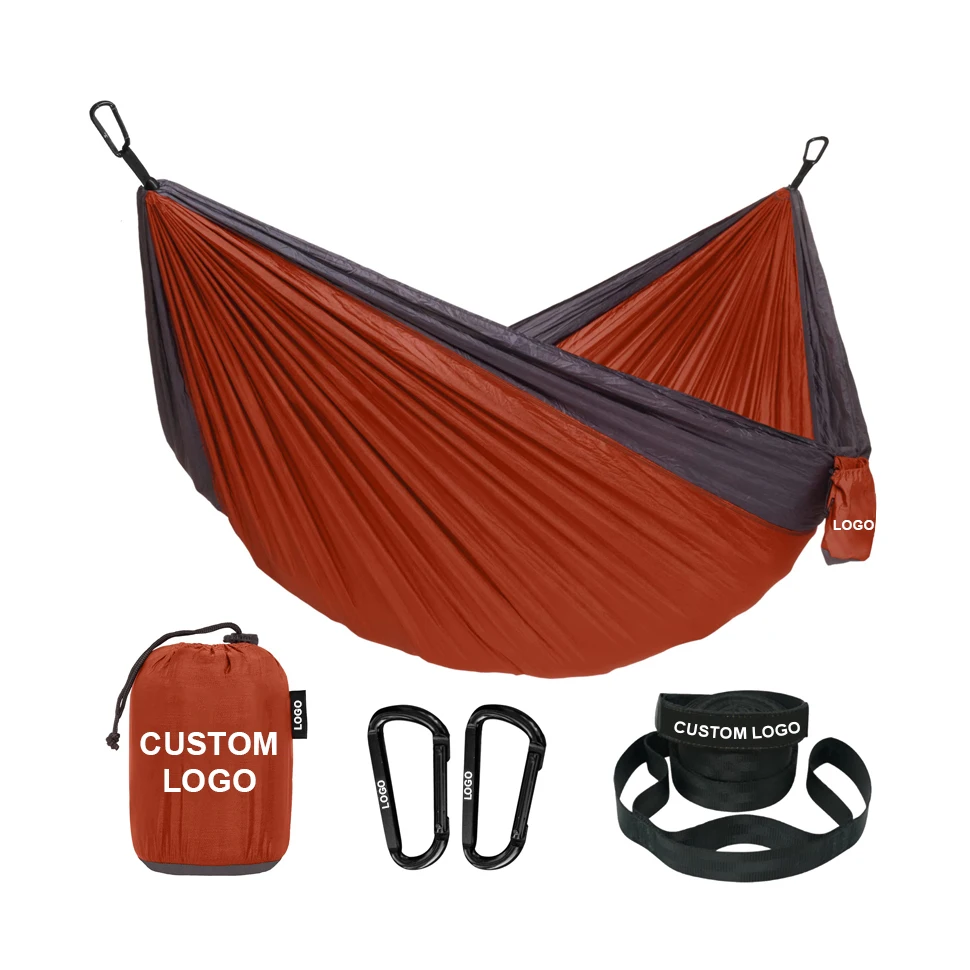 

Fast Delivery Custom 2 Person Waterproof Folding Hammock Nylon Garden Outdoors Camping Parachute Hammock, Customized