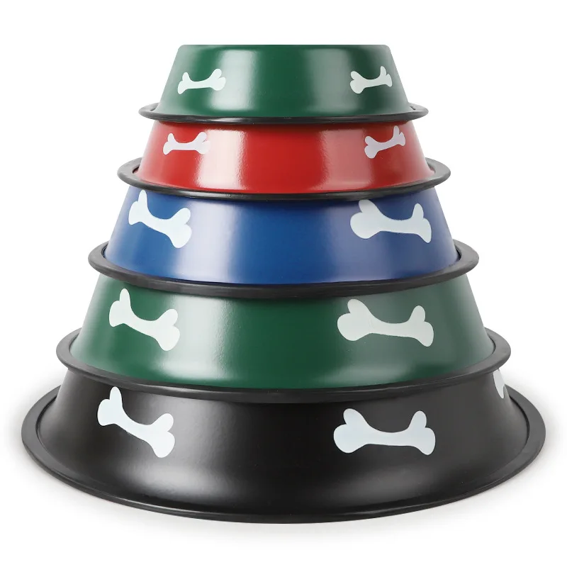 

Random Color Bone Pattern Plastic Cat Bowl With Nonslip Rubber Bottom Material Dog Feeder Water Bowls, Customized color