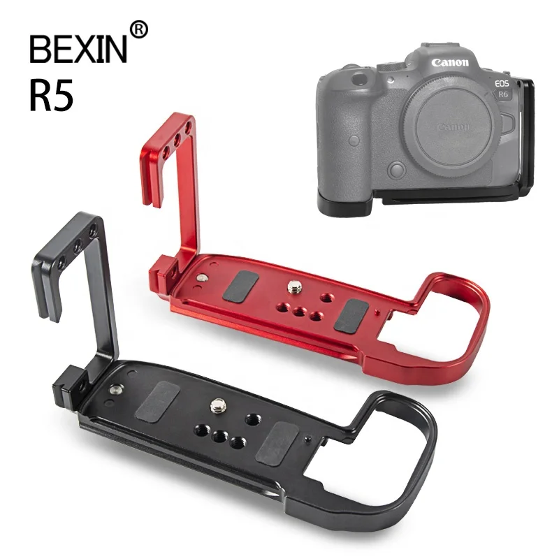 

newish professional colorful vertical quick release plate camera accessories camera L type plate for Canon R5/R6 camera, Black + red