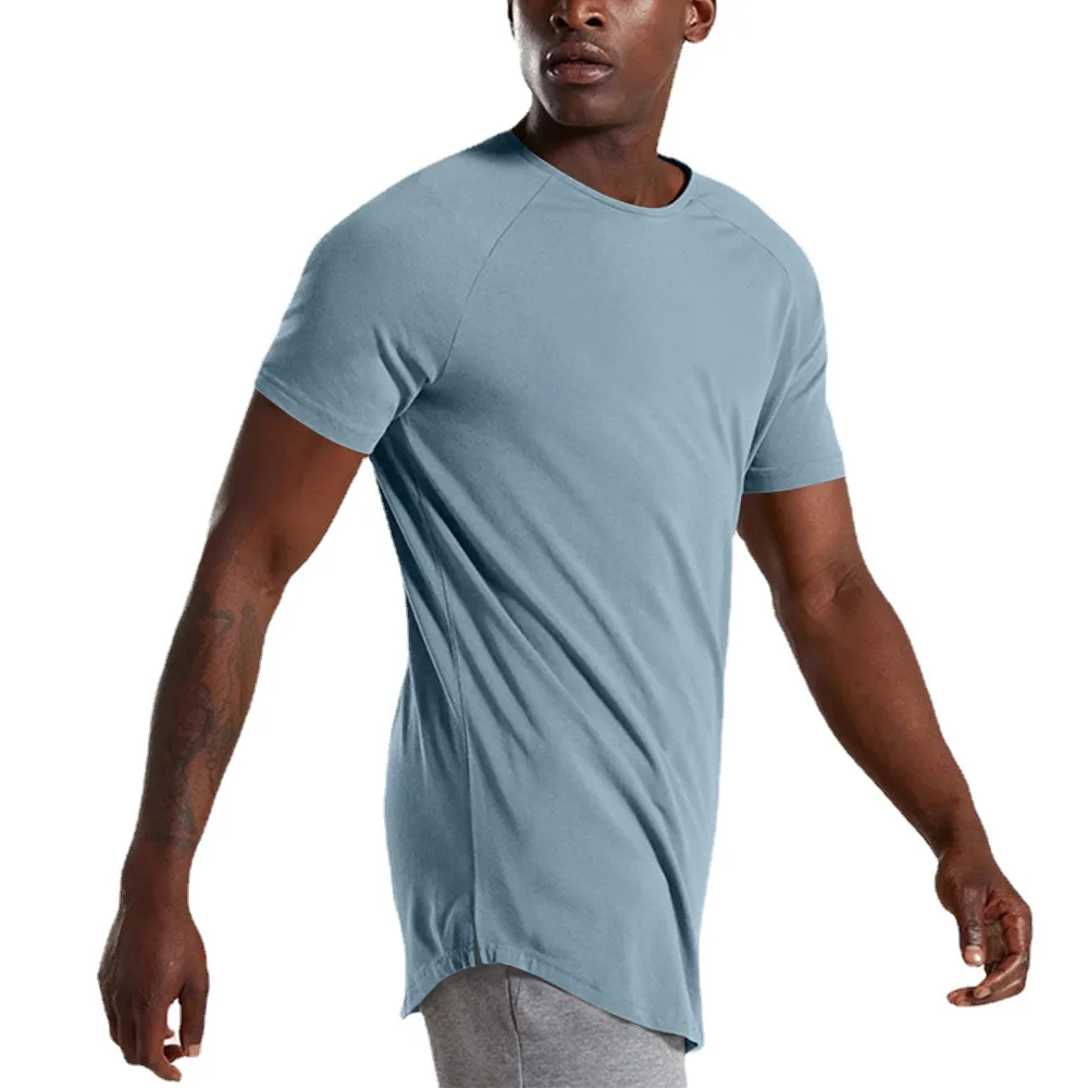

New Fashion slim men's o-neck short sleeved shirt plain weave cotton colorful plus size man's T-shirt for Summer