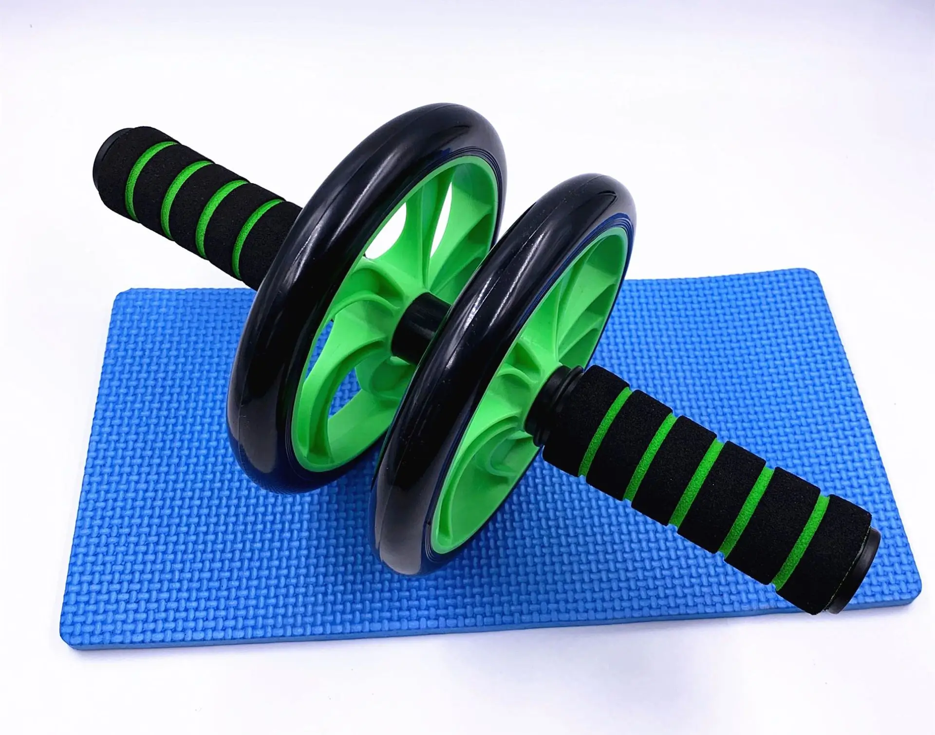 

HealthVIP popular household demountable double wheesl silent healthy belly wheel customized indoor exercise equipment, Blue and green