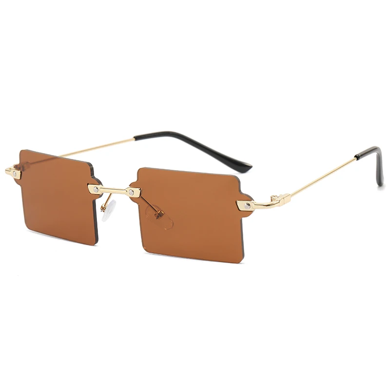 

Brand Designer Rimless Shades Sunglasses Vintage Style Uv400 Square Sun Glasses