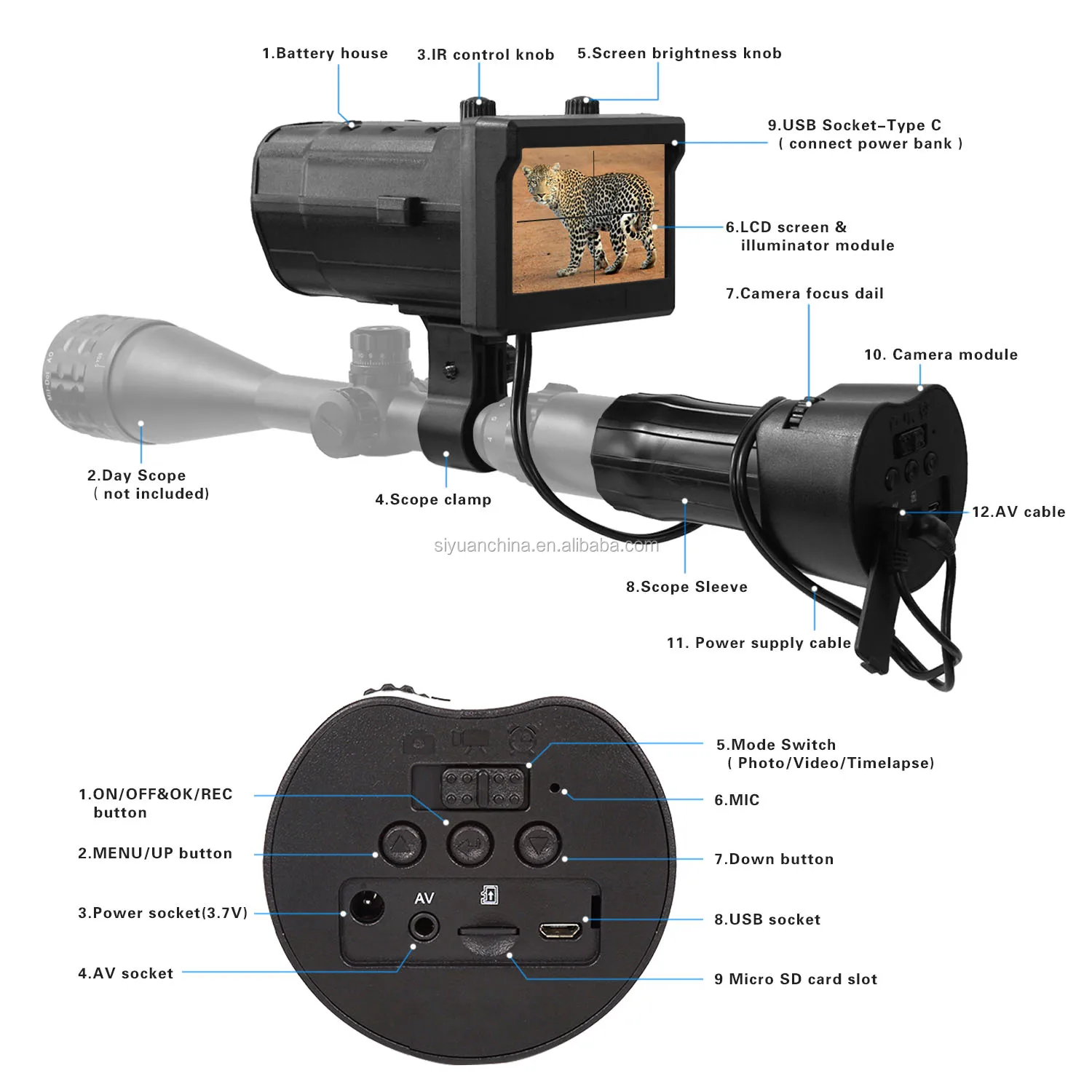 
Bestguarder Scope-mounted 940NM Digital Night Vision System with Video Recording and photo taking function 
