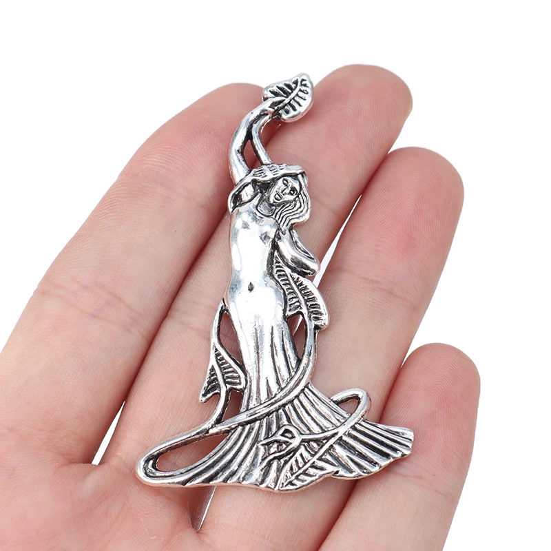 

Large Goddess Venus Fairy Silver Plated Charms Pendants for Necklaces Jewelry Making, Antique silver