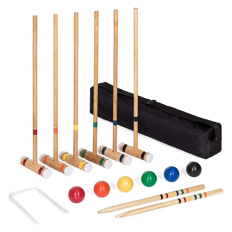 6-Player Wood Croquet Set with Carrying bag