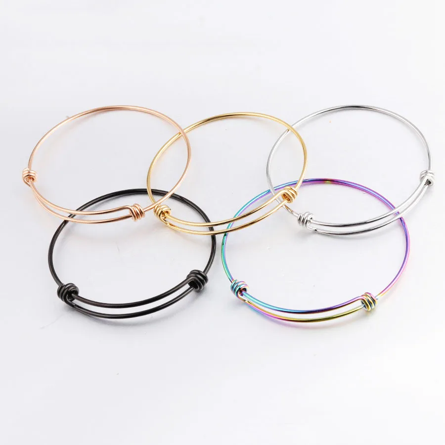 

Good Quality 1.8mm Coil Bracelet Stainless Steel Adjustable Wire Coil Bangles 18K Gold Wristband Cheap Price Hand Ring Factory