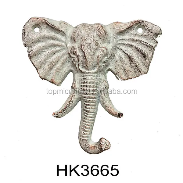 Cast Iron Elephant Head Single Hook Wall Decor 