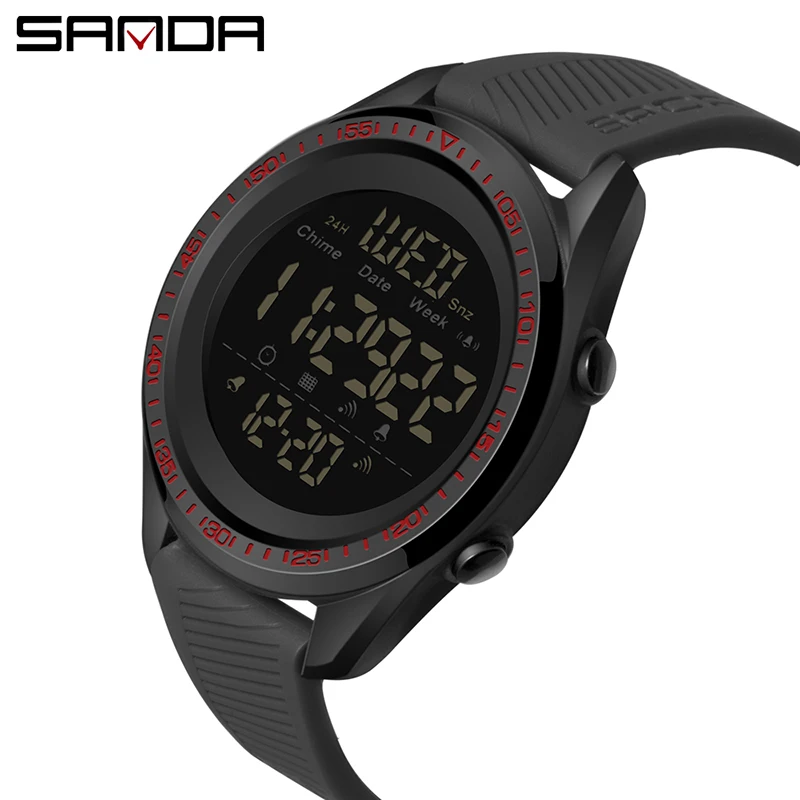 

Sanda 6013 Multi Functional Digital Men Wristwatch Water Resistant LED Luminous Clock Sport Wrist Watches for Men