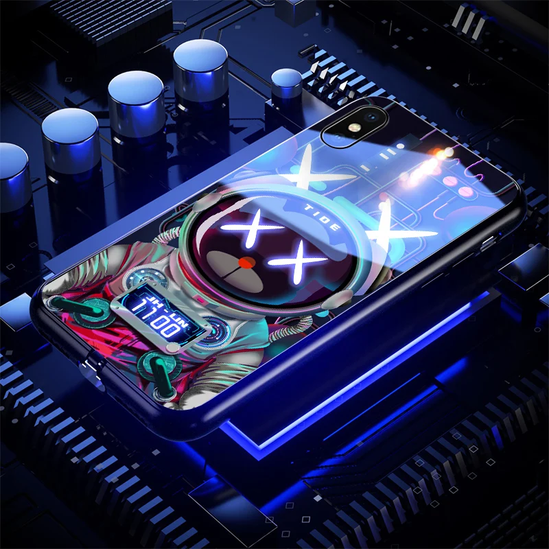 

2021 Hot selling LED glowing phone case fundas para celulares charging phone case for iPhone 11 pro max 12