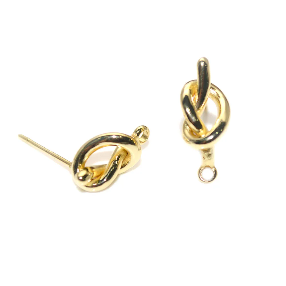 

Beautiful Design Real Gold plating Twisted Metal Knot Stud Earring Findings Jewelry making accessories