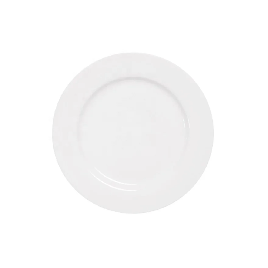 

Pure white ceramic round flat plate western steak plate restaurant hotel dessert plate