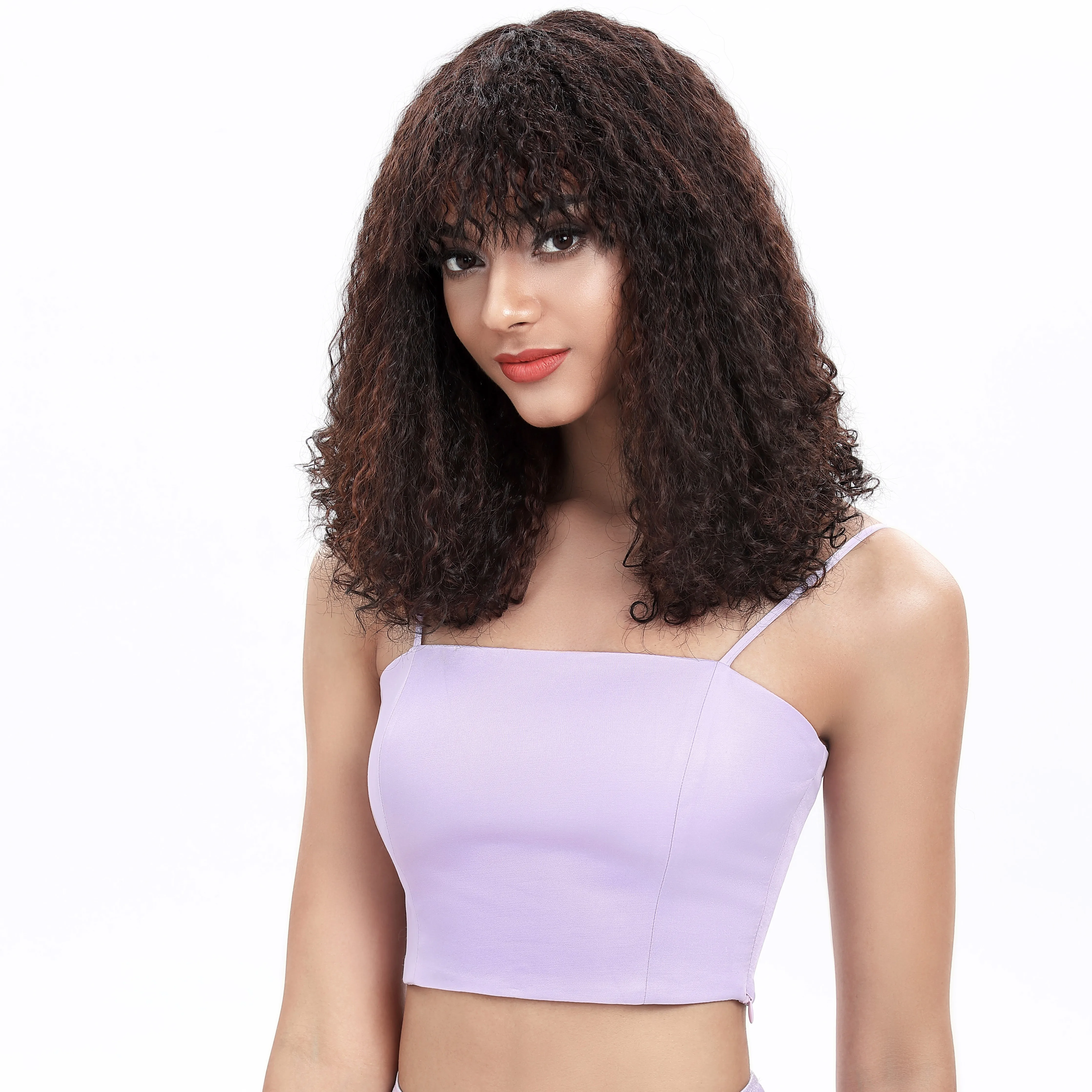 

Afro kinky ombre blonde natural mix fashion cheap for black women curly heat resistant soft synthetic wig bangs