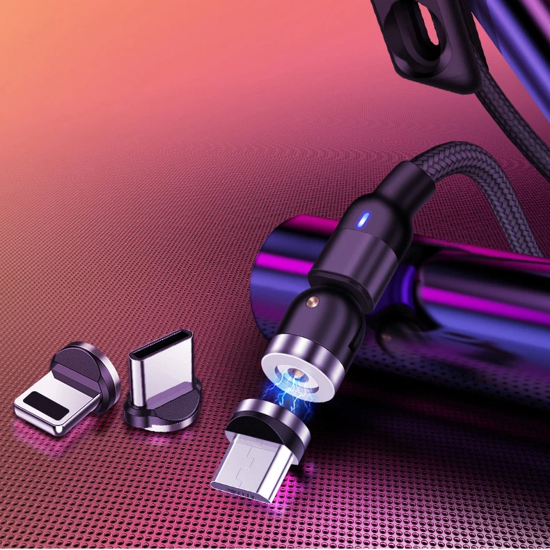 

usb 180+360 degree 3 in 1 type c fast Cable Micro Magnetic Charging cable 540 degree charger magnetic cable tipo c data 1m 2m