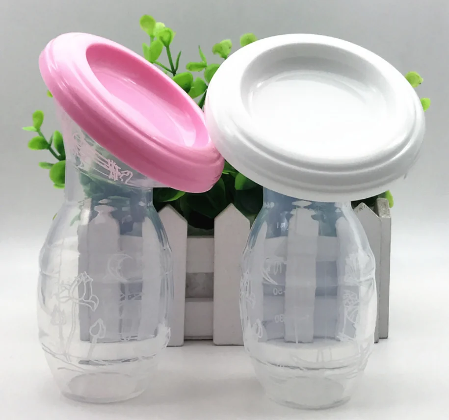 

Silicone Breast Pump for Breastfeeding with Lid - 100% Food Grade BPA-Free Manual Hands Free Milk Breast pump, Transparent