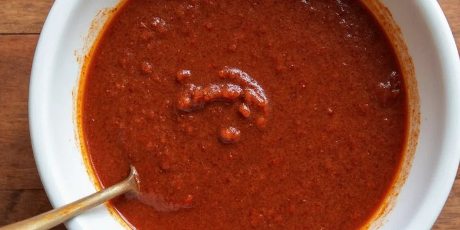 Close up of mole sauce with spices around