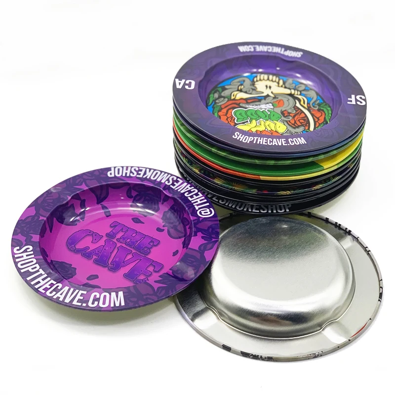 

In stock 2021 mini Tin Round Portable Metal Ashtray weed rolling trays Smoking accessories, As customer's request or inventory styles