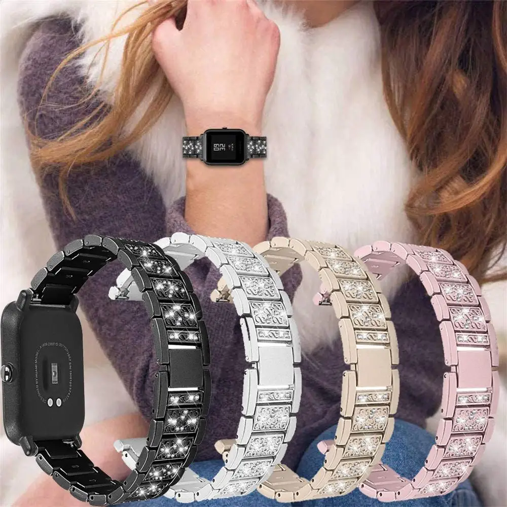 

Loop Spring Bar Link Gold Glitter Soft Fade-less Bling Diamond Design For Apple Watch Band metal watch strap chain bracelet, Optional