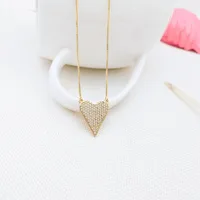 

Vogue jewellery semijoias white cz paved heart shape necklace Valentine jewelry