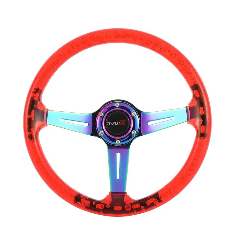 

Factory hot sale 6-hole 350mm deep dish crystal bubble neo spoke steering wheel