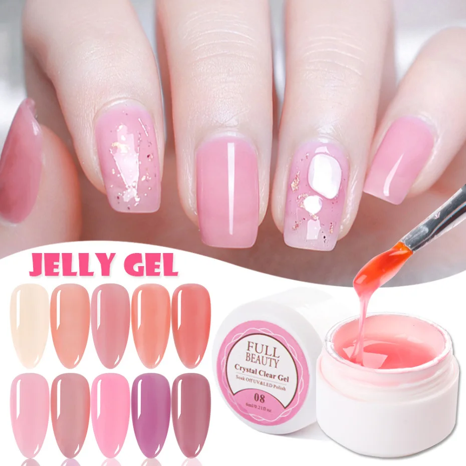 

1Pc 6ml Jelly Pink Series Opal Gel Translucent Gel Nail Polish Soak Off UV Gel Nail Lacquer, 12 colors optional