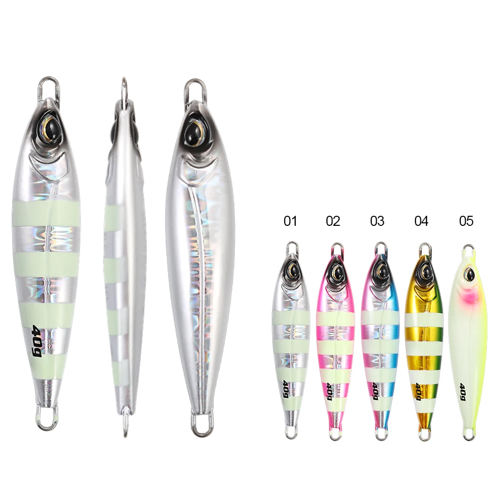 Jigging Pro Lead Artificial Bait 18g 28g 40g 60g 80g Shore Metal Jigs for Kingfish Saltwater Hard Jigging Lures Pesca