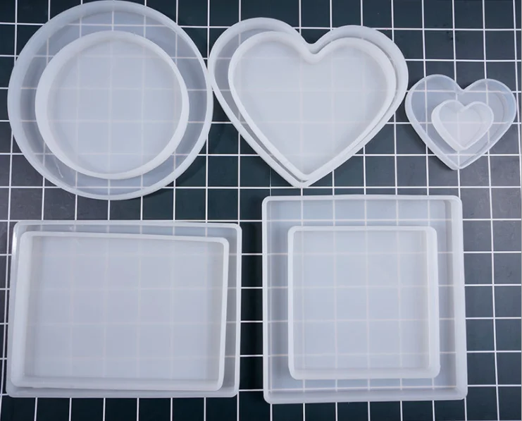 

LOVE'NLV221O Design heart Ornaments decor mould Square rolling round tray Jewelry Storage resin silicone molds for diy making