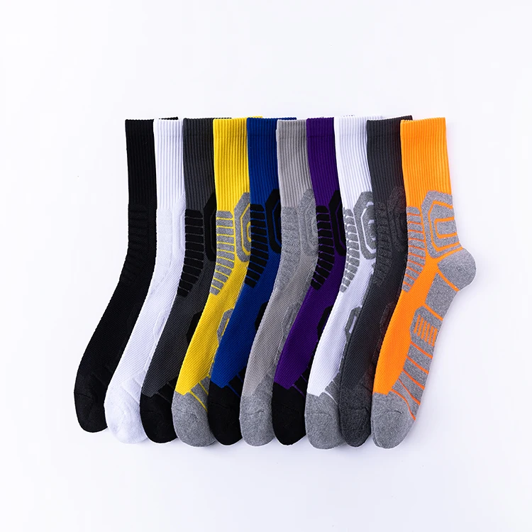 

Wholesale High Quality Cotton Printed Logo Custom Men Sport Socks Basketball Socks Elite Custom Logo, As picture shows