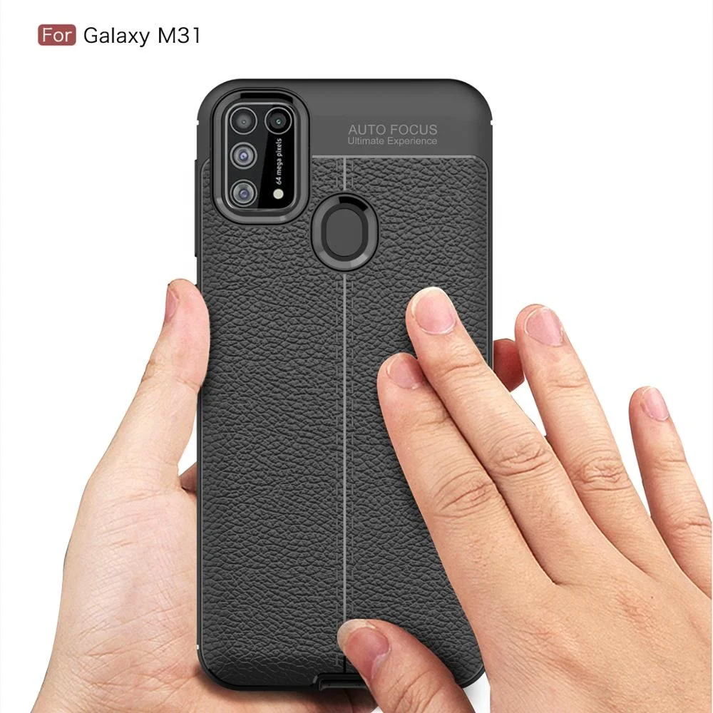 

Fashion TPU Leather Back Cover Mobile Phone Case For Samsung Galaxy M31, Black, red,blue