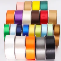 

high quality wholesale custom 25mm single double faced packing ribbon solid color red silk polyester satin ribbon yards