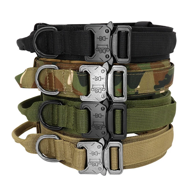 

Manufacturer wholesale large pet military durable metal buckle tactical dog collar, Black,army green,dark khaki,camouflage