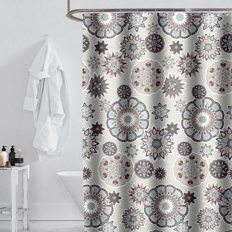 

Special Designers Household Thickened Waterproof Flower Printing Metal Grommet Polymer Polyester Bathroom Shower Curtains, Customized color