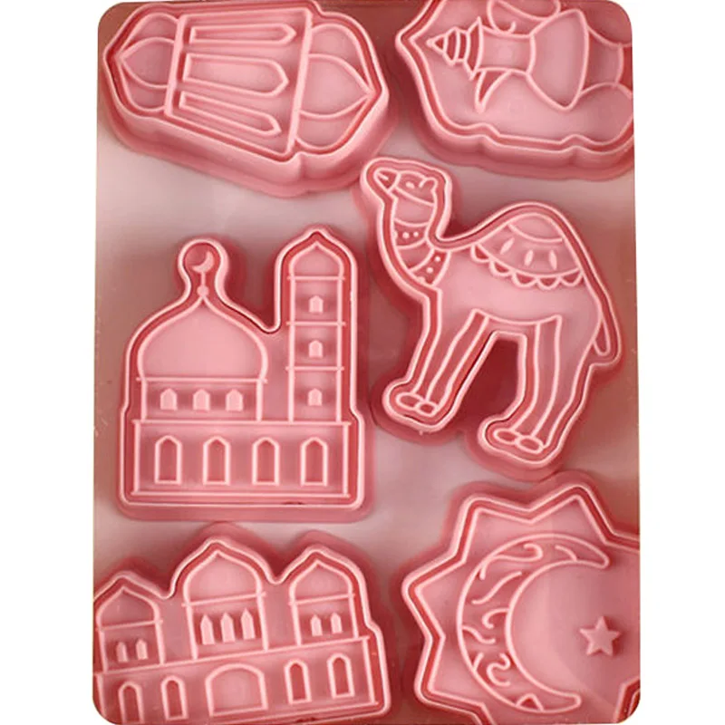 

Biscuit Mould DIY 3D Baking Tools Plastic Ramadan Cookie Cutter Eid Mubarak Cake Mold For Islamic Muslim Kitchen Dessert, As picture