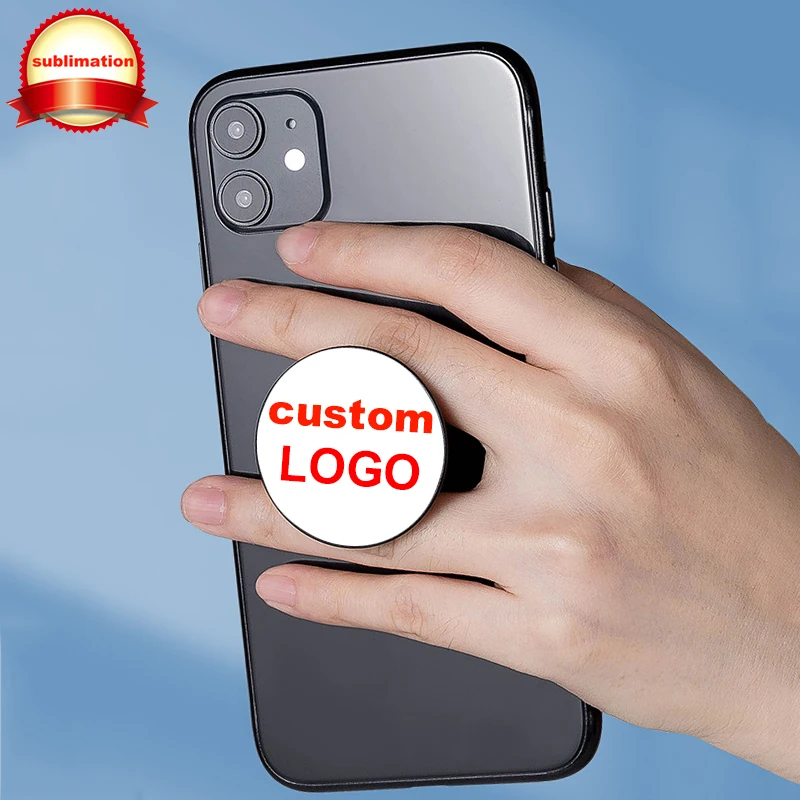 

Freely Sample Popular Custom Logo Sublimation Phone Grip Blank Cell Phone Holder Finger Collapsible Acrylic Mobile Phone Sockets, Black white
