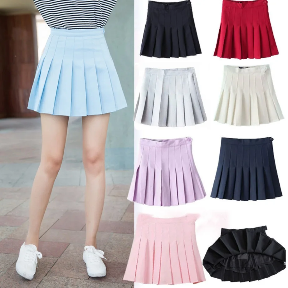 

Wholesale half-length skirt Korean style college high waist pleated pleat mini women's skirts