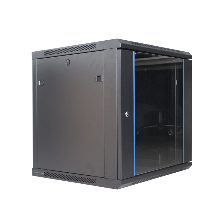 

4U 6U 9U 12U Data Enclosure Server Rack Standard 19 Inch 600*450 Wall Mount Single Section Glass Door Network Cabinet, Black ral9004 / grey ral7035