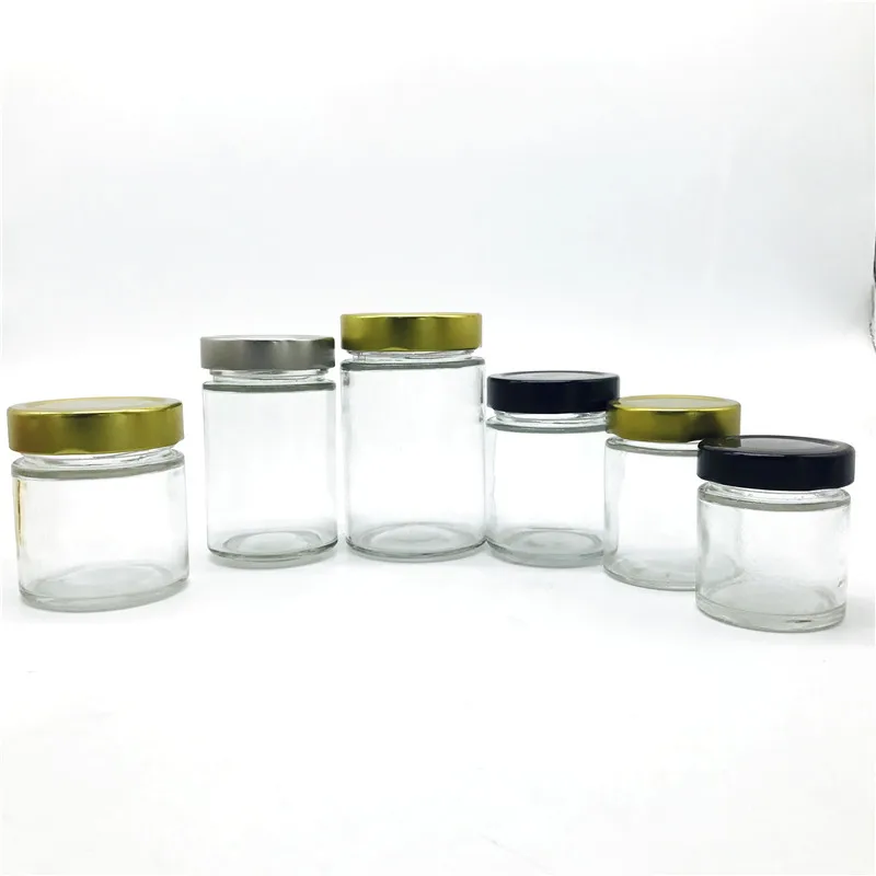 

3oz 6oz 8oz 12oz 16oz sealed round glass jar manufacturers with deep metal lid in stock, Transparent