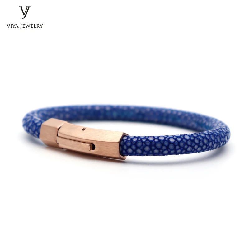 

Viya Jewelry DHL Free Shipping Fashion Pink 18CM Stingray Leather Man Bracelet Cord Simple Spring Clasp Design Stingray Bracelet