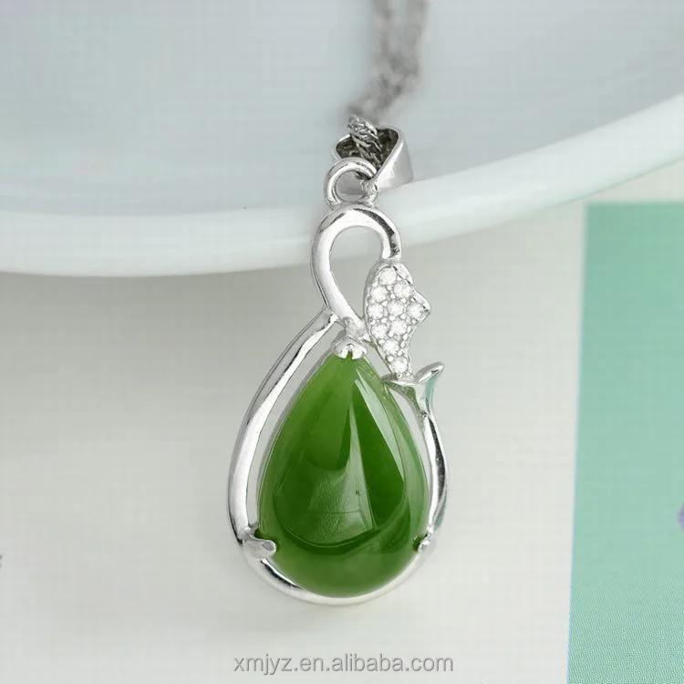 

Certified Hetian Jade Pendant 925 Silver Plated Platinum Popular Natural Jasper