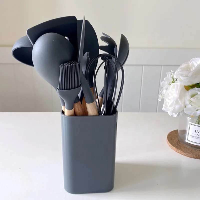 

Heat Resistant Food Grade Silicone and Wooden Handle Spoon Spatula Cooking Kitchen Utensil Set for Efficient Cooking