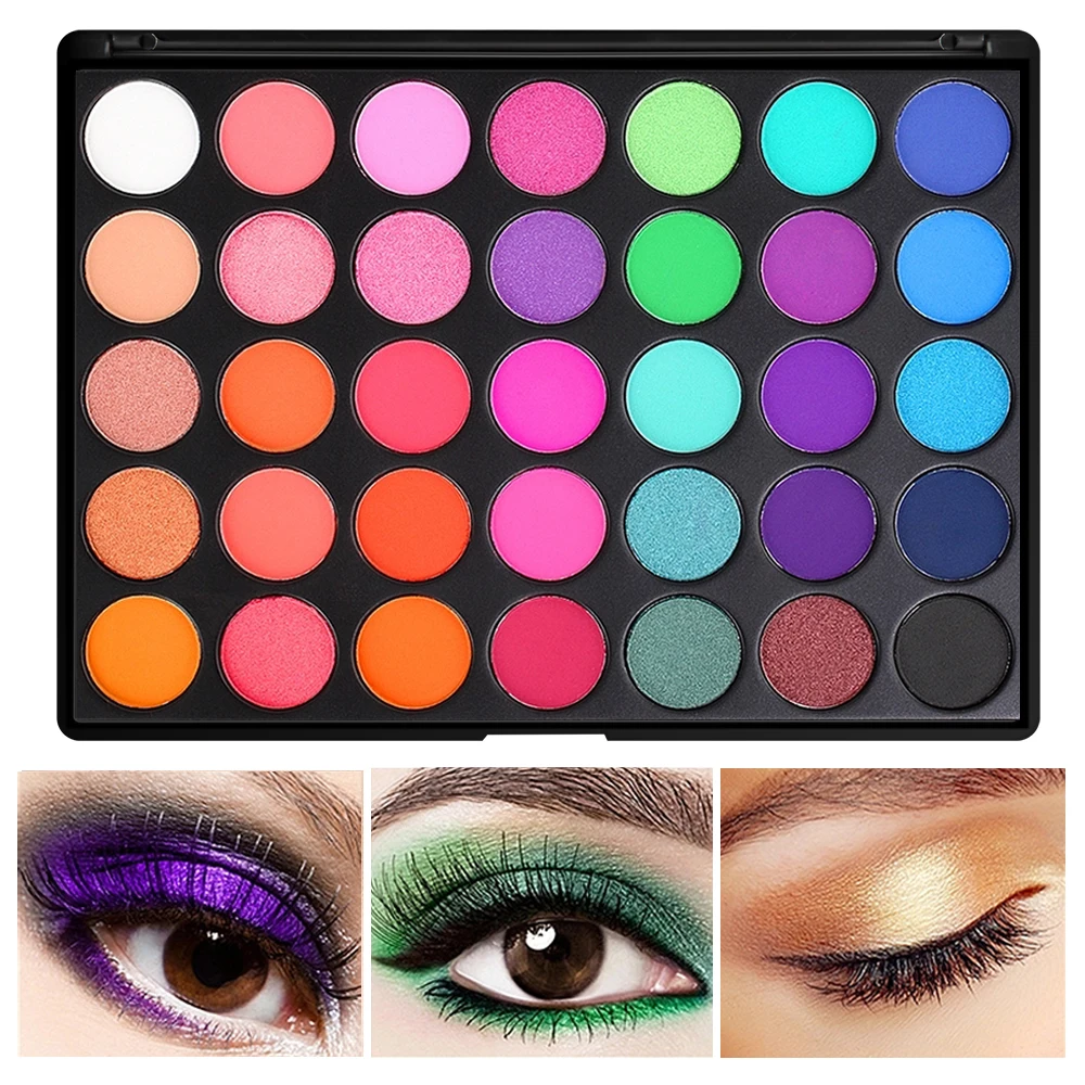 

35 Colors Private Label Duochrome Eyeshadow Case Palettes No Logo Maquillaje Sombra De Ojos Glitter Eye Shadow