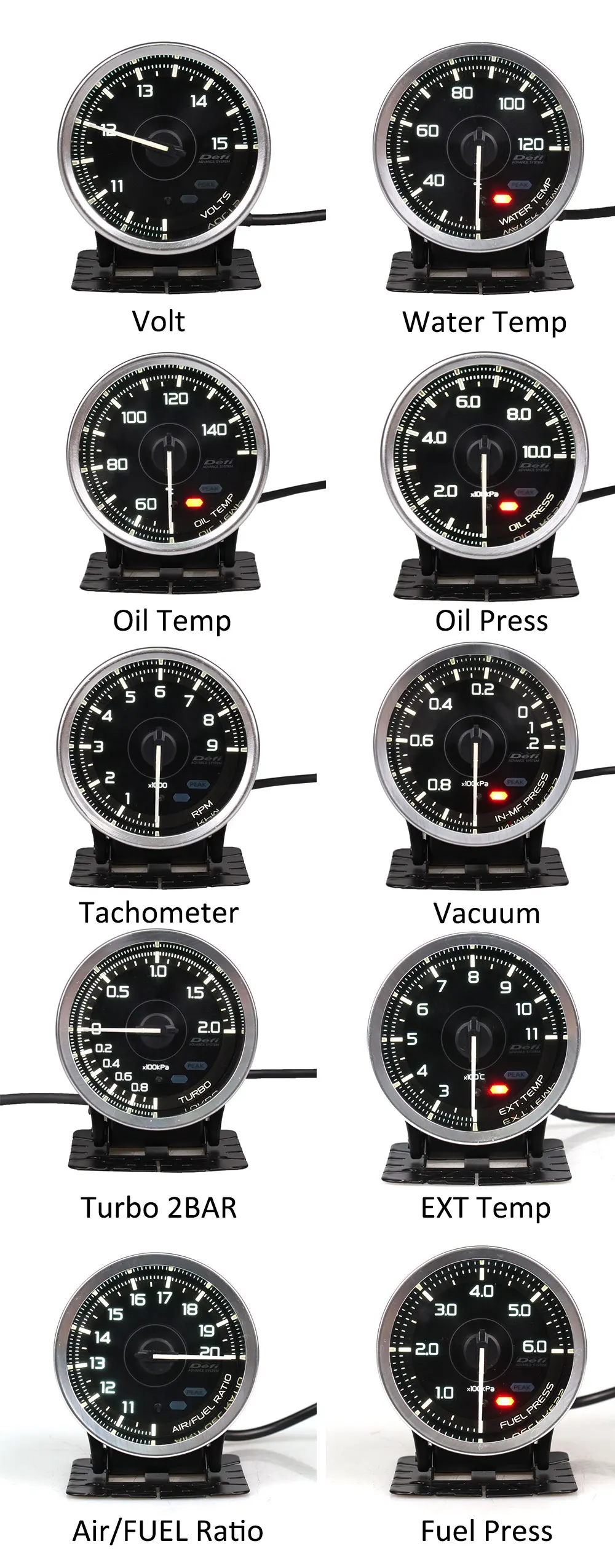 Defilink Meter Advance A1 Defi Gauge Volt Air Fuel Ratio Vacuum Water