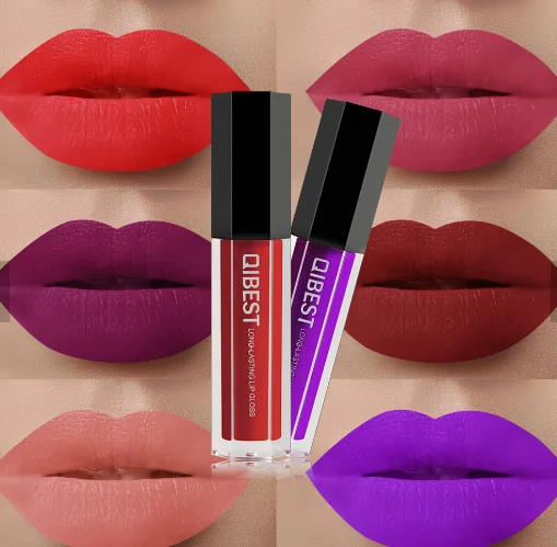 

QIBEST Wholesale OEM Low MOQ No Logo Custom Private Label Liquid Matte Lip Gloss, Multicolors