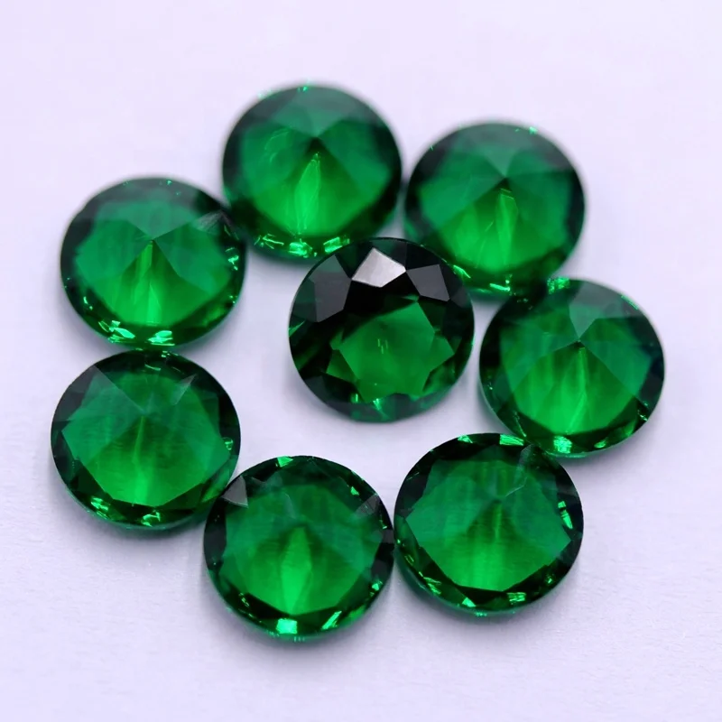 

Redleaf Jewelry wholesale price round diamond cut glass gems emerald glass gemstone