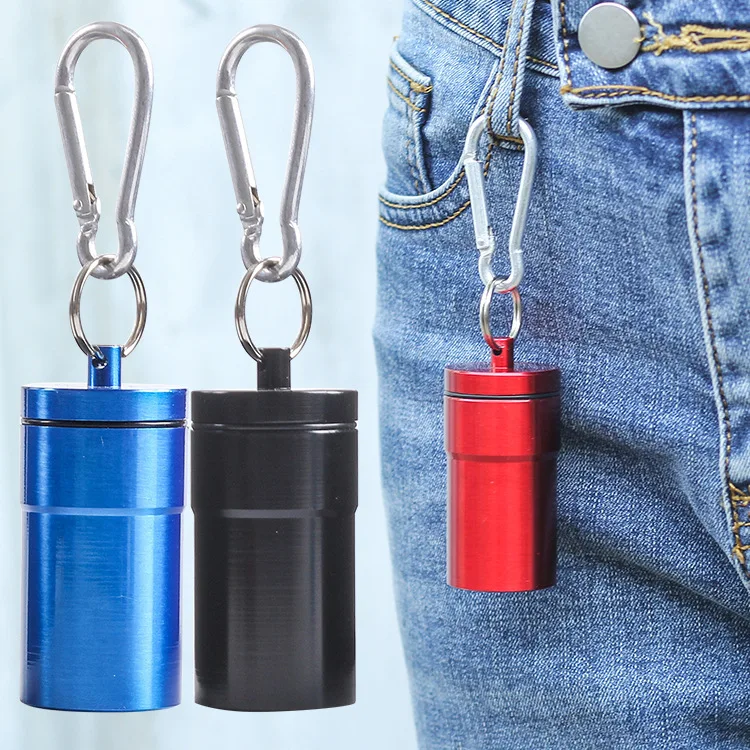 

Travel key chain pill case portable ashtray metal hook used outdoor pocket ashtray, As picture