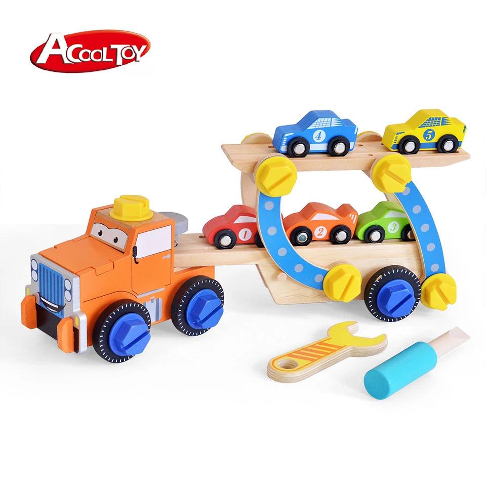 

3d educational customization wooden construction building vehicles game toys
