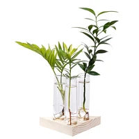 

Wholesale Customize 2019 New desktop decoration Nordic Terrariums Glass Test Tube Vase In Wooden Stand Flower Pots