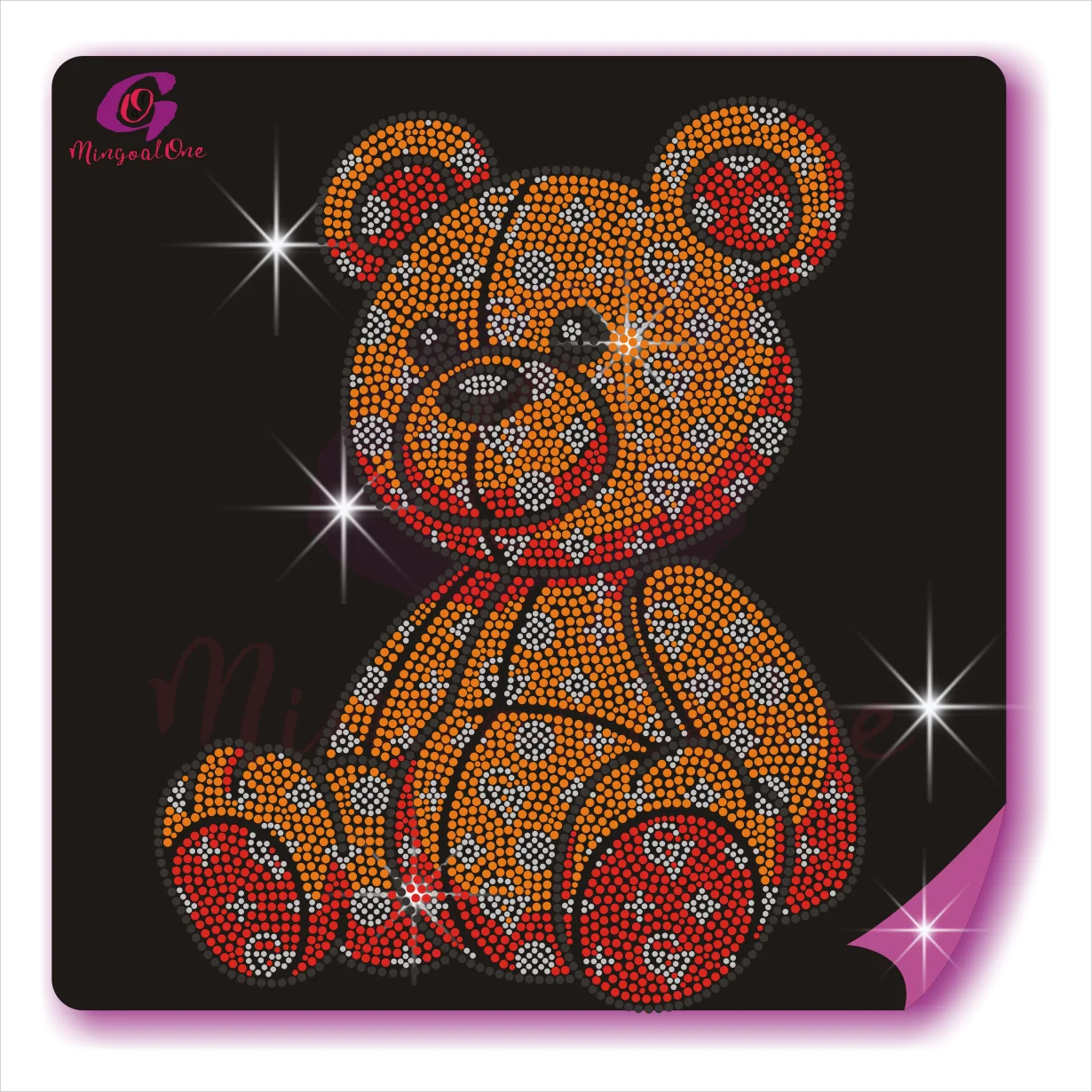 

Sparkle Orange Bear Hotfix Rhinestone Transfer Lovely Bear Rhinestone Heat Transfer Designs, Select from color chart