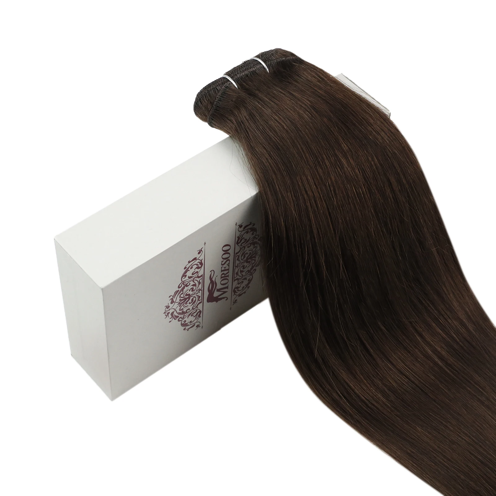 

Moresoo Drop shipping clip in hair extensions 100% human hair seamless invisible Skin Weft Brazilian Hair Extensions, #4 chocolate brown