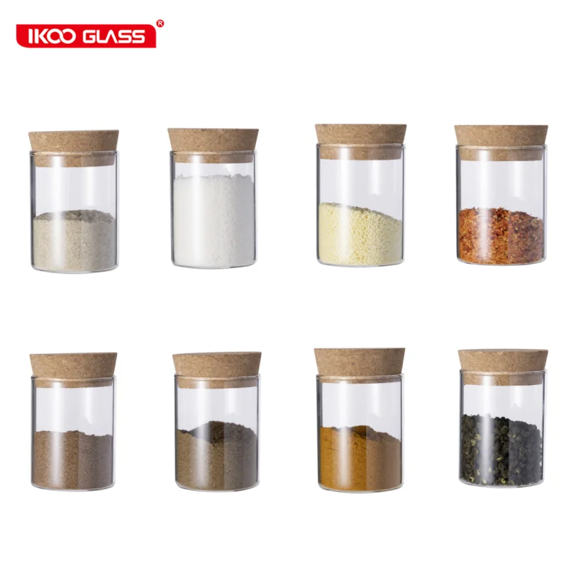 

Kitchen Storage Containers mini round small glass jars with cork