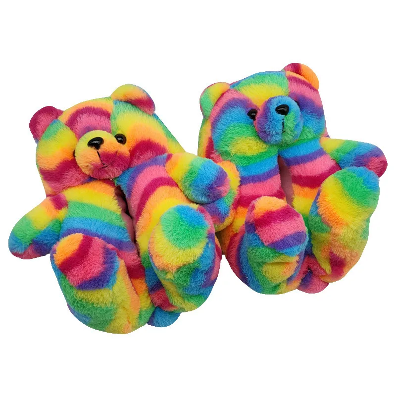 

2023 Trending Cheap teddy bear Plush Slippers US WAREHOUSE fluffy Vendor Teddy Bear Home Slipper For Women Girls